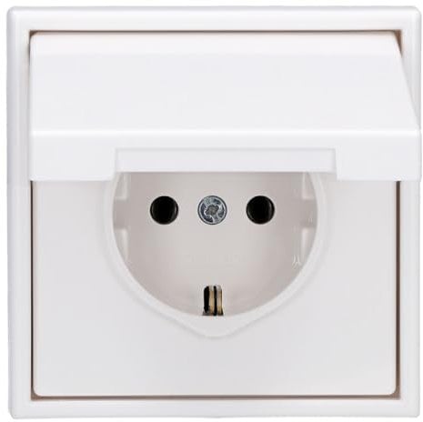 Jung Serie LS Komplett-Set Alpinweiß: LS1520KLWW SCHUKO Steckdose mit Klappdeckel + LS981WW Rahmen 1fach