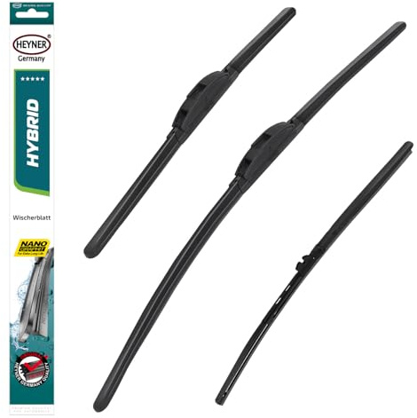 HEYNER® Scheibenwischer Komplettset für HONDA CIVIC IX | 02.2012 - 12.2016, HYBRID Flachbalkenwischer, Aerodynamisch & Flexibel, Nanographitbeschichtung