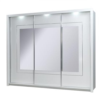 Lomadox Schlafzimmer Kleiderschrank Schwebetürenschrank in weiß Hochglanz PALINURO-166, 208cm breit