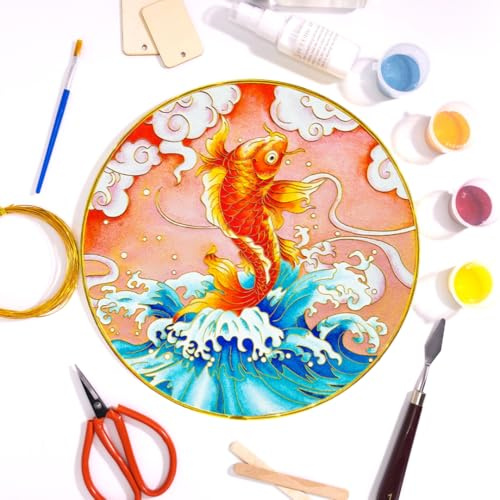 Cloisonne Filigree Enamel Paint by Numbers Kit, All in One with Tools, DIY Craft, Starter Set for Adults and Beginners, Easy Instructions, Hobby for Adults Teens Elderly Handmade Home Decor Gifts