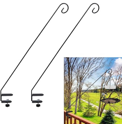 Generic Garden Deck Hanger 2pcs Extended Fence Deck Hook Heavy Duty Bird Feeder Hook Adjustable for Bird Feeders Planters Lanterns Wind Chimes