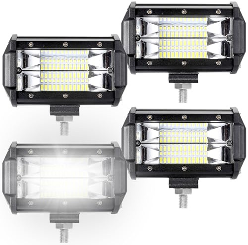 SUBTLETY 72W LED Zusatzscheinwerfer Auto Reflektor Scheinwerfer Offroad Arbeitsscheinwerfer Set 6000K Außen Strahler IP67 Wasserdicht Rückfahrscheinwerfer für Traktor SUV ATV PKW (4 Stück)