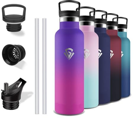 Grsta Borraccia Termica, Borraccia 500 ml, Senza BPA, Borraccia con Cannuccia, Senza Perdite, Borraccia Bambini, Mantiene Caldo per 12 Ore/Freddo 24 Ore, Termos per Scuole, Campeggio, Uffici, Caffè