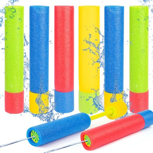 Foam Water Blaster 6PCS, Colorful Water Pistols for Kids Toddlers, Super Soaker Foam Guns for Kids & Adults, Outdoor Pool, Beach & Garden Summer Toys (Multicolor-6pcs, 30 * 5cm)