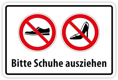 Aufkleber Verbotszeichen „Bitte Schuhe ausziehen“ Kombi Warnung Hinweis Verbot Folie | Größe wählbar Made in Germany, Größe: 20 x 30 cm