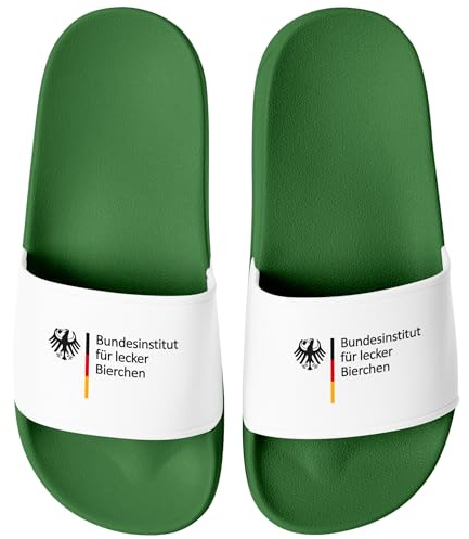 MoonWorks® Badeschlappen Badelatschen Unisex mit Aufdruck Bundesinstitut für lecker Bierchen Bedruckt Herren Damen Badeschuhe Männer Frauen Geschenk