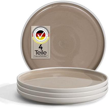 Hausfelder Steingut Dessertteller 21 cm, 4er Set, Shadow Stone | Kleine Teller Set 4 Personen, Kuchenteller Spülmaschinenfest Mikrowellengeeignet, Frühstücksteller