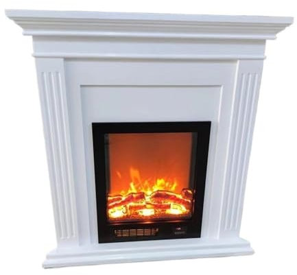 RUNZE765Z Fireplace Stove Corner Electric Fireplace with Mantel, Free Standing Oak Decorative Fireplace with Realistic LED Flame Effect Electric Fireplace