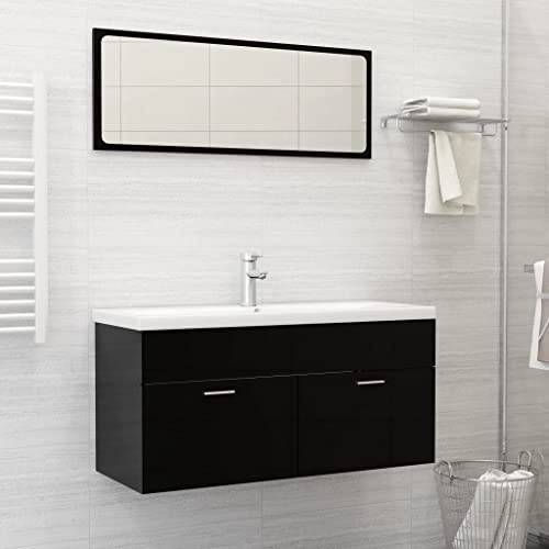 Lavabo de Encastre con Grifo Incluido, Cerámica Blanca, Diseño Moderno con Rebosadero, para Baño/Aseo/Lavadero, Fácil Limpieza, 101x39x18 cm