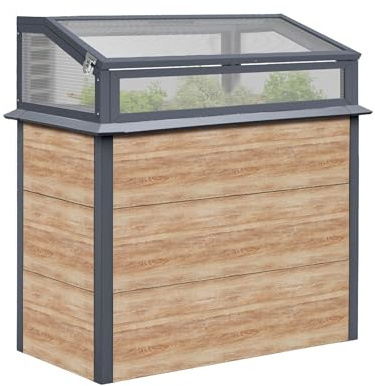 WESTMANN Primus-Multi Plus M Hochbeet, 100x50x113 cm, Holzoptik | Klappdeckel und 8 mm Doppelstegpaneele sorgen für optimales Mikroklima bei der Anzucht von Kräutern, Gemüse und Setzlingen.