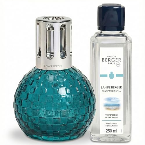 MAISON BERGER – Geschenkset Disco-Lampe – Katalytischer Duftdiffusor für Zuhause im Schachbrett-Muster mit 250 ml/8,45 fl oz Auffüllpackung – Geruchsneutralisierende Lampe – Hergestellt in Frankreich