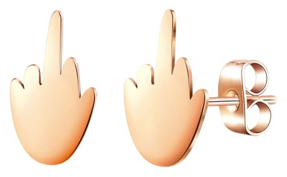 MicVivien Edelstahl Ohrstecker Mittelfinger Punk Rock Ohrschmuck Männer für Herren Damen Ohrringe Stecker Hypoallergen Silber/Schwarz