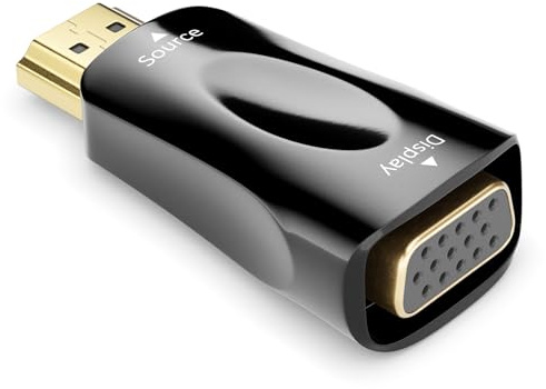 deleyCON HDMI (Fuente) a VGA (Pantalla) Adaptador Convertidor - 1080p Full HD - (para Monitor/Proyector VGA) - para PC/Ordenador/Portátil a Monitor/Proyector - Negro
