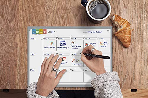 weekview 3-Monats-Pad | der perfekte Überblick über einen klassischen Zeitraum! | A4-Block, 50 Seiten, inkl. 2-Jahresübersicht und Sticker
