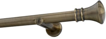 Sento Ø 25mm Metall Gardinenstange Satz Messing Antik 200 cm Pryma | 1-läufige Vorhangstange zur Wandmontage aus hochwertigem Metall. Ideal für mittelschwere und schwere Gardinen und Vorhänge.