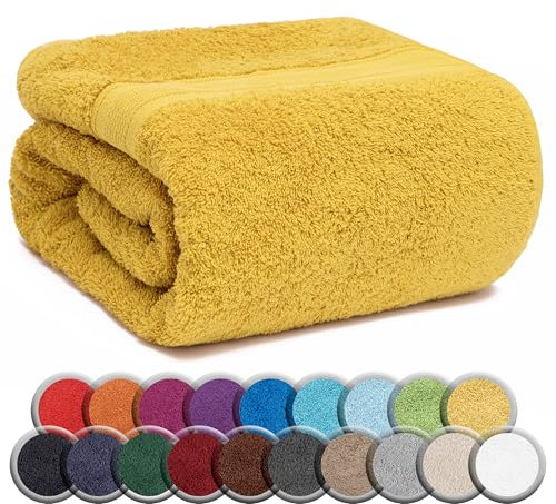 NatureMark 1er Pack Saunatuch 80 x 200 cm aus Reiner Baumwolle luxuriöse Tücher für Damen und Herren Wellnesstuch von extremer Weichheit und Langlebigkeit Farbe: Gelb