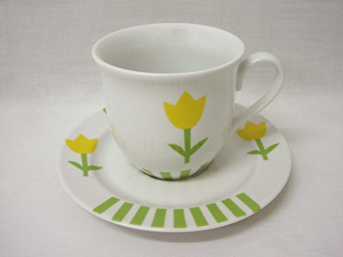 Taza Y Plato TE 200ML Porcelana Porcelana Rayas TULIPAN Verde