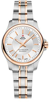 Swiss Military by Chrono Damen Uhr Armbanduhr Quarzwerk mit Edelstahl Metallarmband Analoge Damenuhr Silber Rosegold SM30201.07