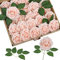 Homcomodar Künstliche Rose 30Pc Künstliche Blume Echt aussehende gefälschte Rosen mit Stiel für Die Hochzeit (Rosa Champagner)