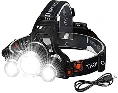 Victoper Rechargeable Headlight with 3 Lights 4 Modes, 6000 Lumen Super Bright LED Lamp, Hands-Free Flashlight Head Torch for Running, Camping, Fishing, Cycling, Hiking, Waterproof