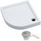 VBChome Duschwanne Duschtasse 80 x 80 x 14 R55 cm Viertelkreis für Duschkabine Styroporträger flach Sanitär-Acryl Duschbecken stabil glatt weiß Dusche+ Ablaufgarnitur