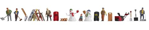 NOCH H0 Figuren-Themenwelt „Wintertag“, mit Winterfiguren und Zubehör, ideal für Spur H0 Modellbau Landschaften