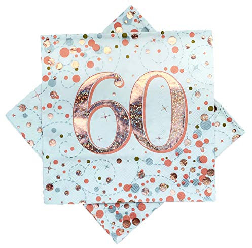 Oaktree Sparkling Fizz 60th Rose Gold 33cm x 33cm 3-ply Napkins 16pcs