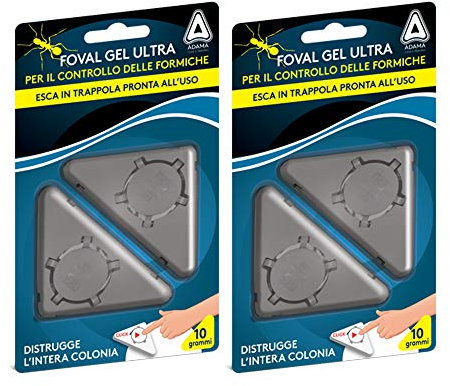 2X Trappola Formiche Foval Gel Ultra per Casa Giardino, Esca Pronta all'Uso, Elimina l'intera Colonia, Facile da Utilizzare, Forma Triangolare Set da 4 Trappole (2X Trappola Formiche (4pz))