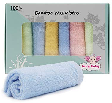 Bambus Waschlappen Fairy Baby 8 Pack (25 x 25) Waschlappen Baby Weich Schonend auf empfindliche Haut für Säuglinge, Kleinkinder, Erwachsene