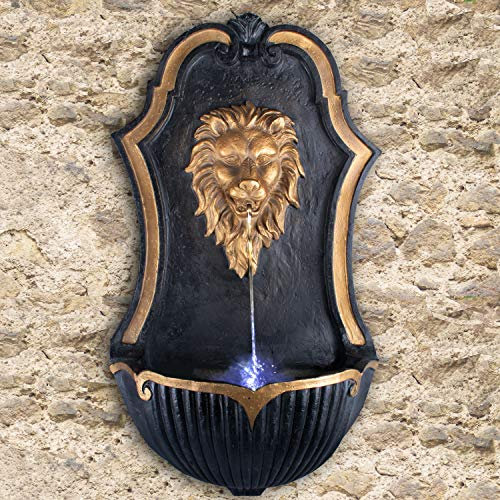 Gartenbrunnen Wandbrunnen Brunnen Zierbrunnen Zimmerbrunnen Springbrunnen Brunnen 230V mit LED-Licht Wasserfall Wasserspiel für Garten, Gartenteich, Terrasse, Balkon