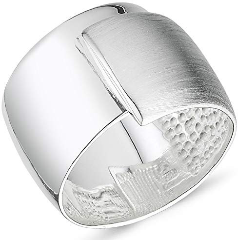 Vinani Design Ring massiv breit glänzend mattiert 925 Sterling Silber Größe 60 (19.1) 2RLW60