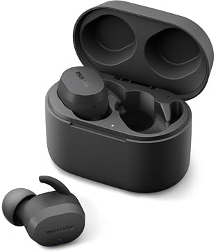 PHILIPS TAT3216BK/00 Auricolari in Ear per Adulti, Comandi Touch, Resistente all'Acqua, Bluetooth, Microfono incorporato, Design Ergonomico TrueWireless, Nero, Nuova Versione, One Size