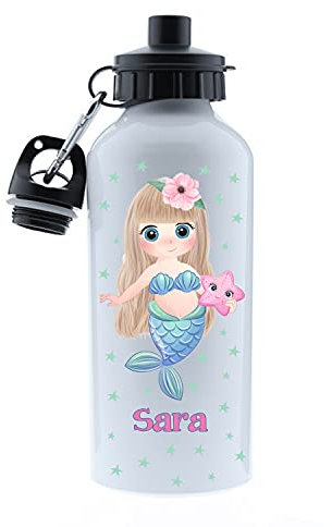 Kembilove Botella agua niños personalizada – Cantimplora Infantil Personalizada – Botella – Botella agua niños acero inoxidable infantil – Botella Unicornio niña Sirena