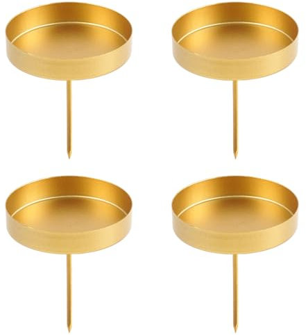 Kerzenhalter Adventskranz, 6 cm Kerzenständer Gold 4 Stück, Adventskerzenhalter Metall, Kerzenhalter Stumpenkerzen, Stabkerzenhalter Kerzenteller für Adventsgirlande Blumentopf