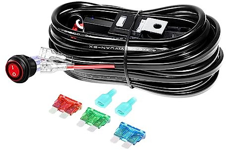 PICAA Kabelbaum LED Lightbar Kabelsatz Relais Adapter DC 12V/40A für KFZ Arbeitsscheinwerfer Tagfahrleuchten Lichtleisten für 1 Lampe max. 300W