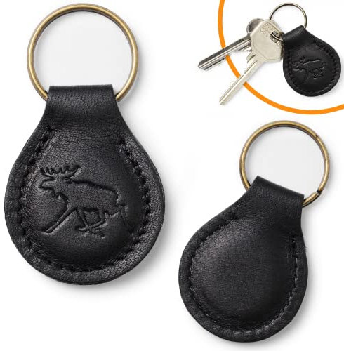 STEENBY Schlüsselanhänger aus Echtem Elchleder Schwarz 2er-Pack Handgemacht in Schweden