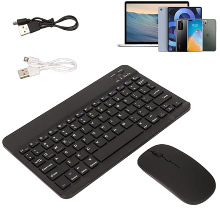 Zunate Kabelloses Tastatur-Maus-Set, Wiederaufladbare 2,4-G-Dual-Mode-Bluetooth-Tastatur-Maus-Kombinationen, 10-Zoll-Ultra-Thin-Tastatur und Mute-Maus, für Android, für IOS, für Windows
