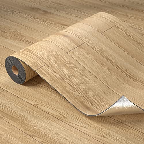 Homease Revestimiento de suelo de PVC, autoadhesivo, espesado (0.15 cm), grano de madera, adhesivo con textura, resistente al desgaste, resistente al agua, placa de madera, balcón, 0.6x10 m/6 ㎡