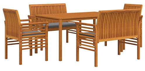 vidaXL 5-TLG. Garten-Essgruppe mit Kissen Massivholz Akazie, Outdoor Essgruppe, Essgruppe, Garten Möbelset, Essgruppe Terrasse, Gartenmöbel Set