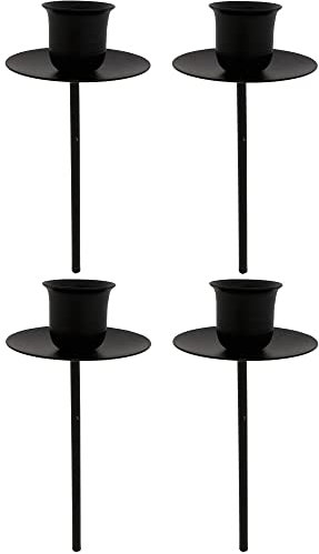 Kerzenhalter aus massivem Metall für Adventskranz - Adventskranzstecker - Kerzenhalter für Adventskranz - Kerzenteller für Adventskranz - Adventskerzenhalter Größe Ø 6 cm/H 16 cm/Stab