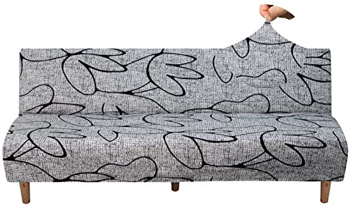 Jaotto Sofabezug Ohne Armlehne 2/3 Sitzer, Sofa Überwürfe Armlose Sofabettüberzug Jacqaurd Stretch Wasserdicht Waschbar, Sofaüberwurf Sofahusse für Clic Clac Klappcouch ohne Armlehnen,Grauer Stil