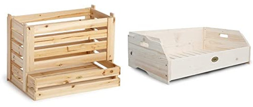 HABAU 615 Kartoffel- und Obstkiste, 58 x 38 x 42 cm & Vorratskiste aus unbehandeltem Holz, stapelbar, 59 x 38 x 18 cm