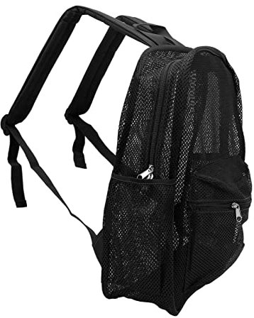 Alomejor Mochila para Estudiantes, Mochila de Malla Resistente Resistente a Desgarros de Gran Capacidad a la Moda para Deportes para Playa (Negro)
