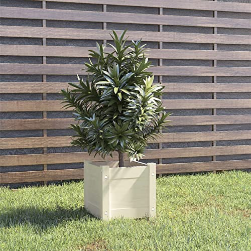 Festnight Jardiniere Bois,Pot de Fleur Exterieur,bacs à Fleurs,jardinieres Exterieur,carré Potager en Bois,Bac à Fleurs carré,Pot à FleursJardinière -Blanc-31x31x31 cm
