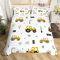 Maschinerie Lkw Bettwäsche Sets 135x200 Gelbe Auto Tröster Abdeckung,Ausrüstung Fahrzeuge Bett Bauernhof Traktor Bettbezug,Kinder Weiß Gelb Cartoon Thema Quilt Cover (Reißverschluss Verschluss)