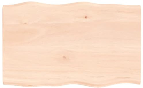vidaXL Tischplatte, Holzplatte für Tisch Esstisch Couchtisch, Massivholzplatte Handgefertigt mit Baumkante, Ersatztischplatte, 80x50x2cm Massivholz Eiche Unbehandelt