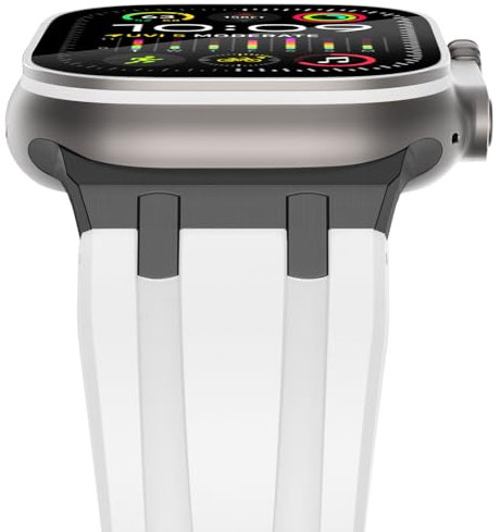 NewWays Cinturino in silicone compatibile con Apple Watch da 49 mm, 45 mm, 44 mm, 42 mm, connettore in metallo, cinturino sportivo di ricambio per iWatch Ultra/Ultra 2, serie SE 9 8 7 6 5 4 3 2 1,