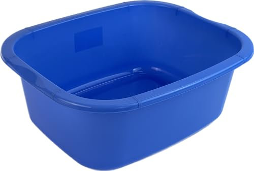 NIAM 11 Litres Rectangular Washing Up Bowl Eco Made Plastic Basin Mixing Sink Tidy Organizer Large Kitchen Portable Dish Washtub (Sky Blue)