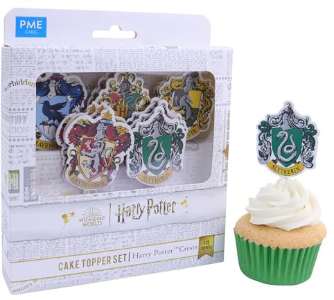 PME Harry Potter Cake Toppers, Pack of 15, Hogwarts Crests