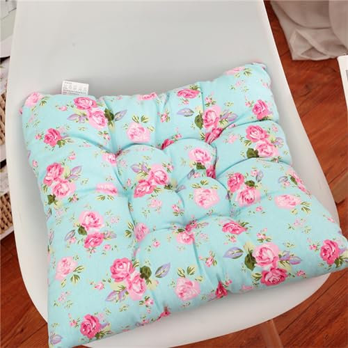 Hixingo Sitzkissen Stuhl, Stuhlkissen Outdoor und Indoor Komfortabel Sitzpolster Waschbar Bequem Weiches Stuhlkissen Boden für Küche, Garten, Büro (45x45CM,Himmelblaue Rose)